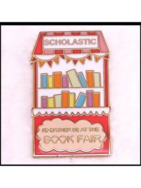 BOOK FAIR Millennial Shopping Enamel Lapel Backpack Pin NEW